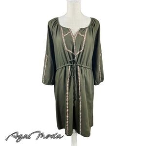 Edme and Elysette for Anthropologie Khaki Green with a Waist Tie.